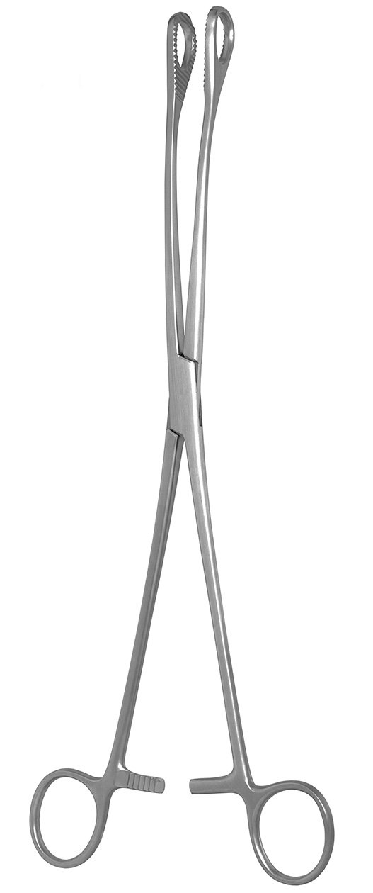 Bariatric Extra Long Kelly Sponge Forceps 12 1/2″ curved fenestrated serrated