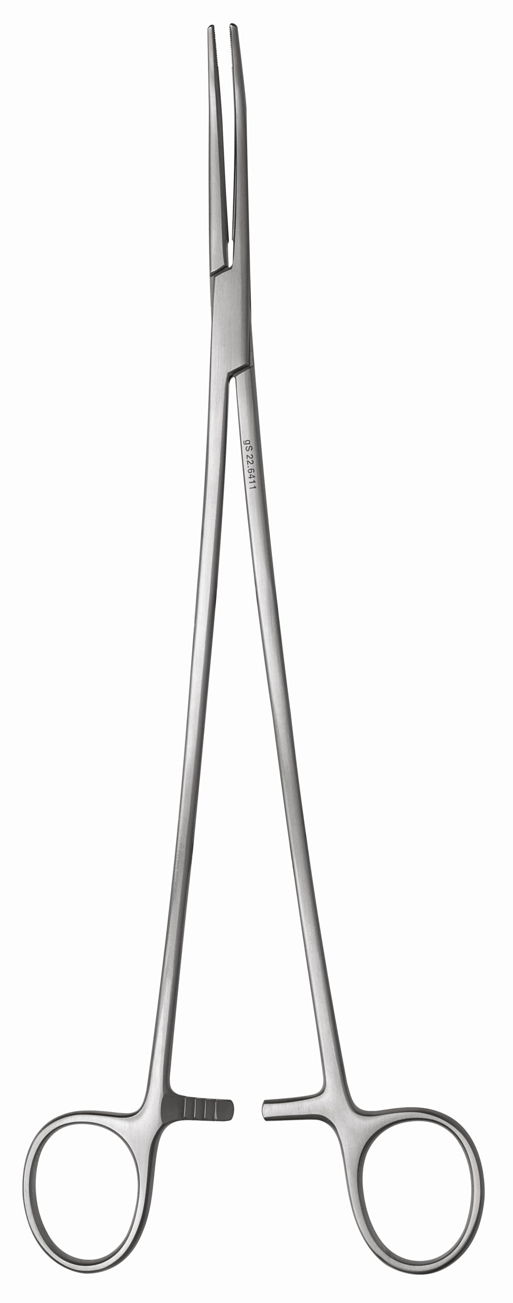 Collier-Anderson Forceps 11″, curved, longitudinal serrations, cross serrated tip