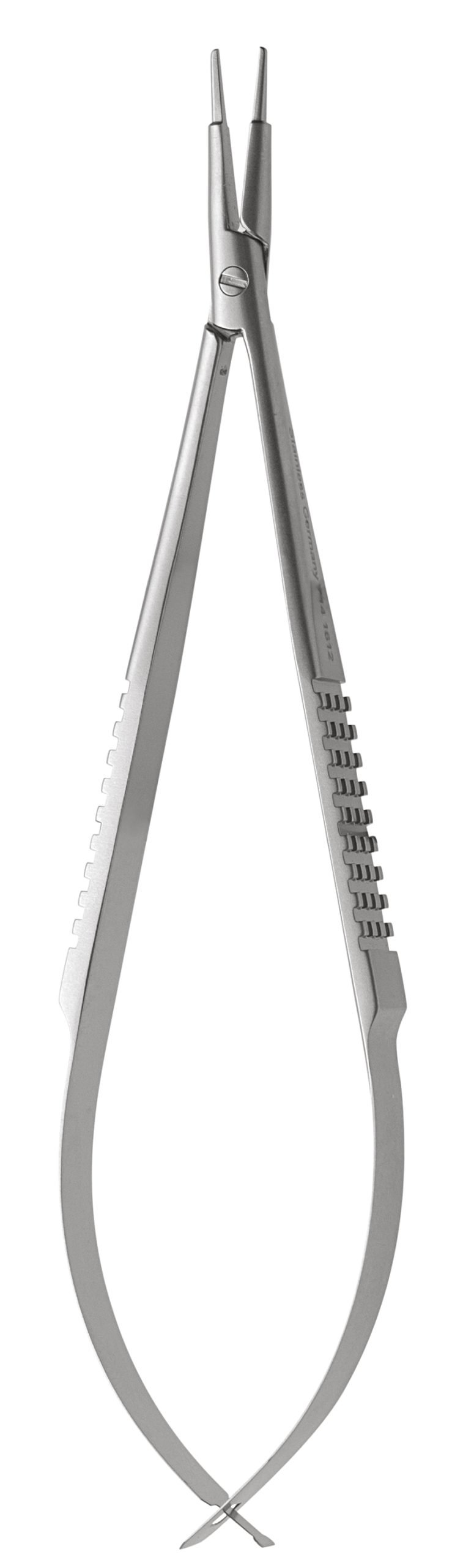 McPherson Needle Holder 4 1/4″ curved without lock, smooth