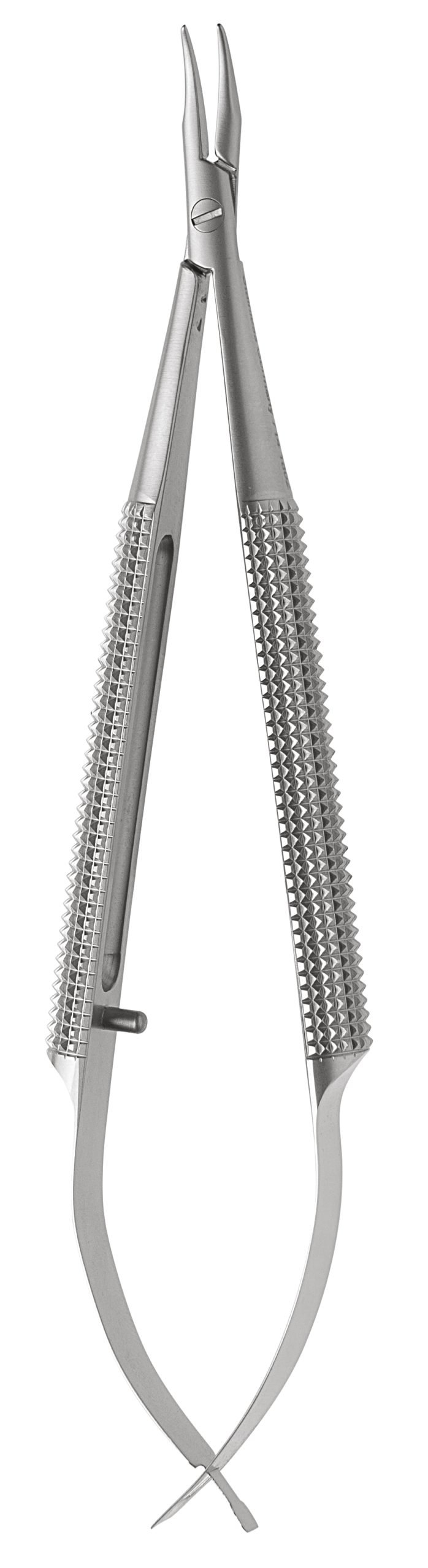 Barraquer Needle Holder 4 1/2″ curved without lock, smooth