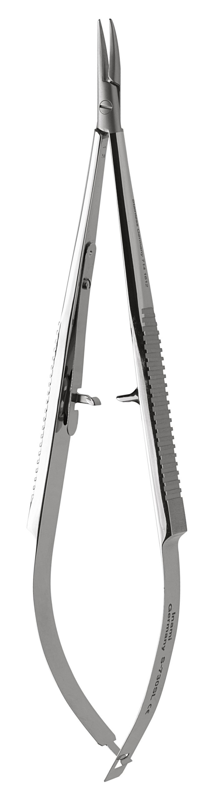 Castroviejo Needle Holder 5 1/2″ curved with delicate lock, delicate smooth