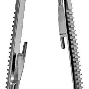 Castroviejo Needle Holder 7″ curved with lock tungsten carbide serrated