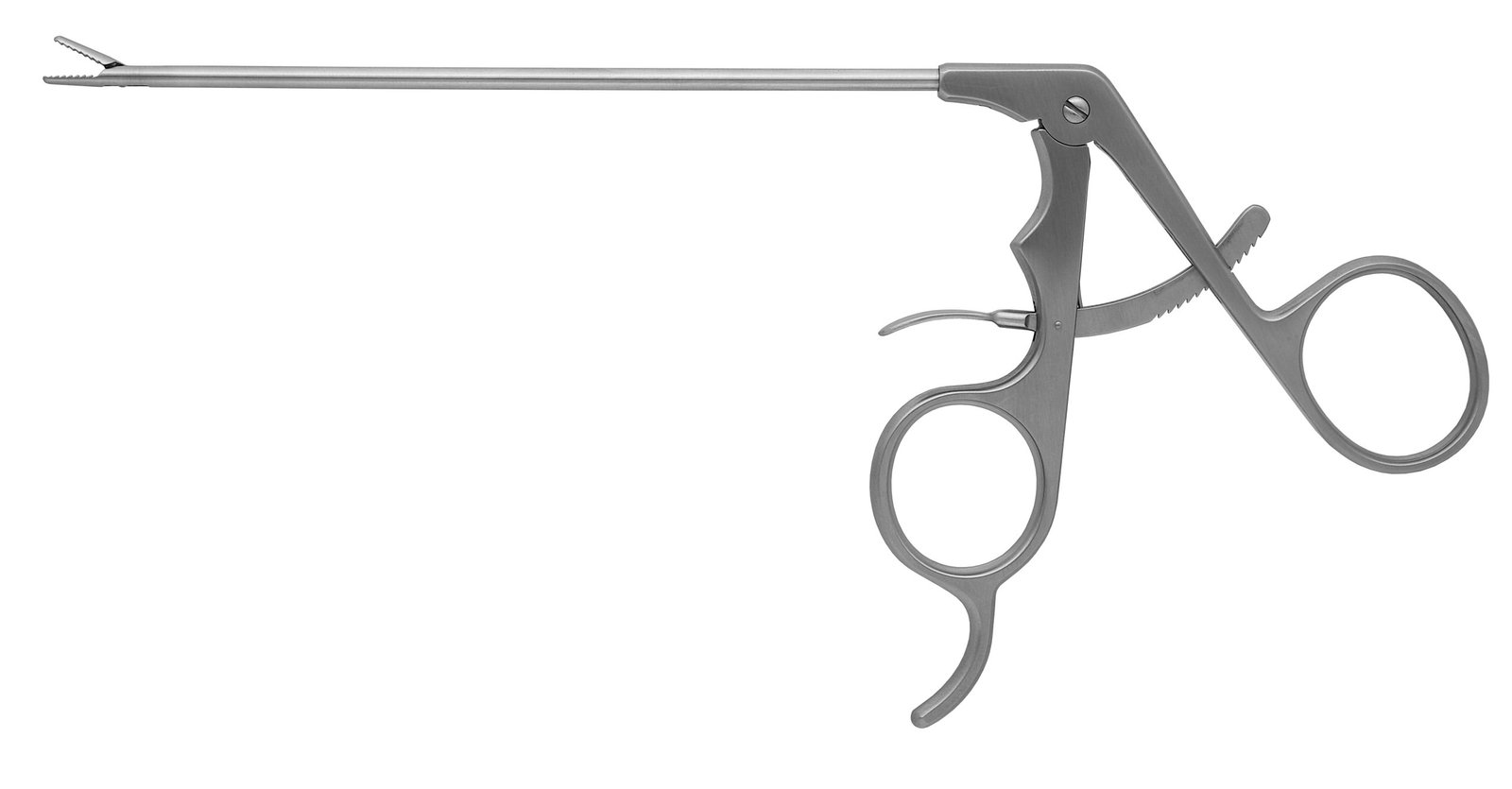 Grasping Forceps, 5 1/4″ shaft, straight, diameter 3.4mm, 3.4mm alligator jaw, ratchet