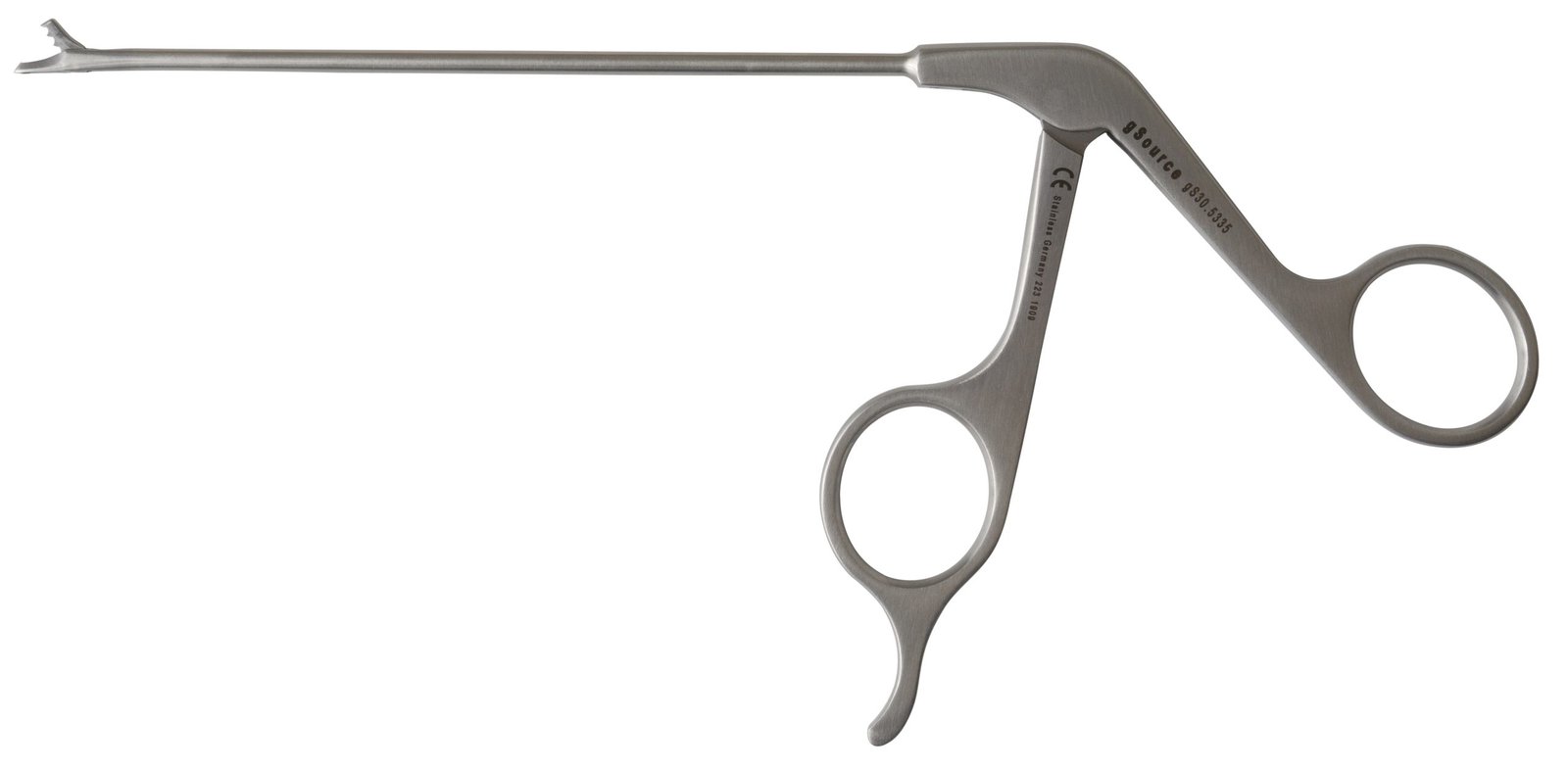 Punch 5 1/4″ shaft, straight, diameter 3.5mm, wide jaw small 2.5mm bite