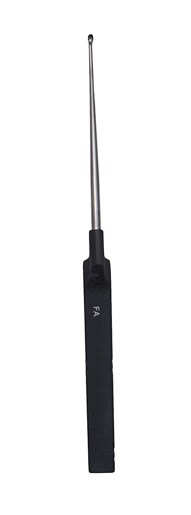 Micro Discectomy Cervical Curette 9 1/2″, forward angled, cortical bone cutter, offset black aluminum handle