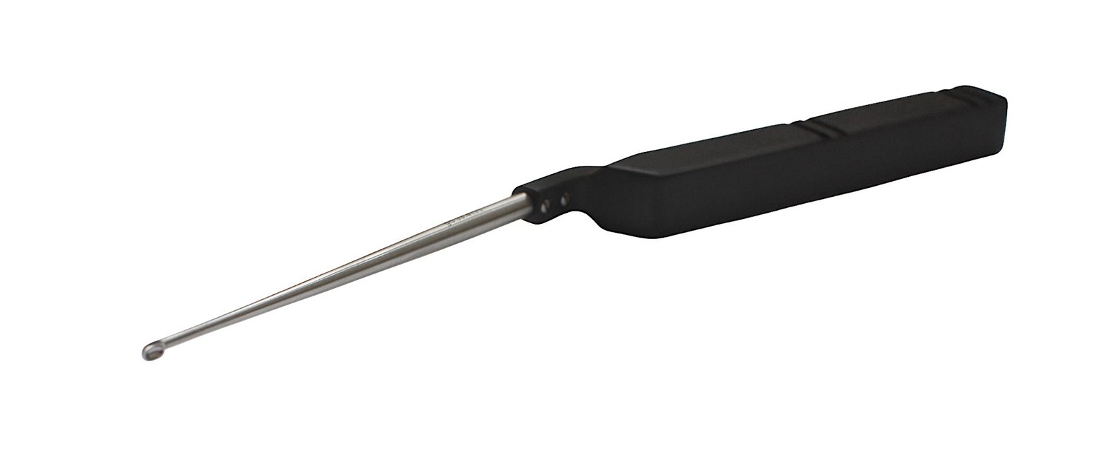 Micro Discectomy Cervical Curette 9 1/2″, backward angled, #00, offset black aluminum handle - Image 2