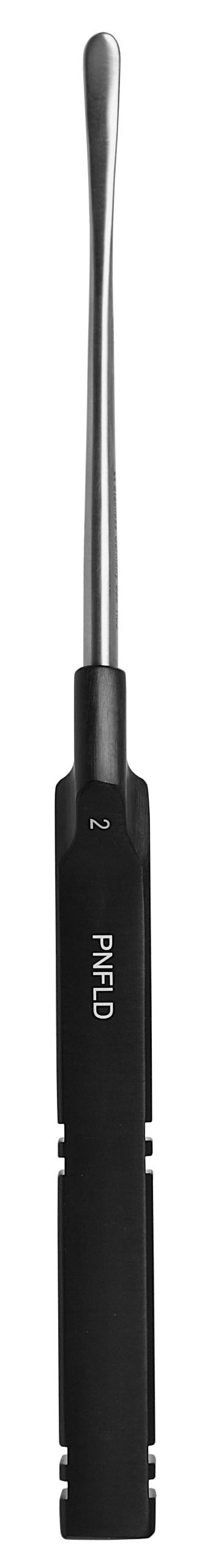 Micro Discectomy Lumbar Penfield Dissector 9 1/2″, #1, 6mm slightly curved, offset black aluminum handle
