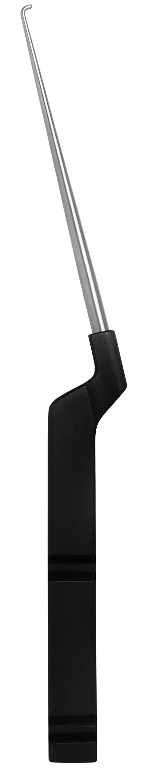 Micro Discectomy Lumbar Nerve Hook 9 1/2″, 1.3mm, offset black aluminum handle - Image 2