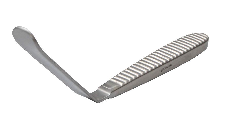 Blade Retractor 7 1/2″ x 18mm, angled, concave blade, backward angled tip