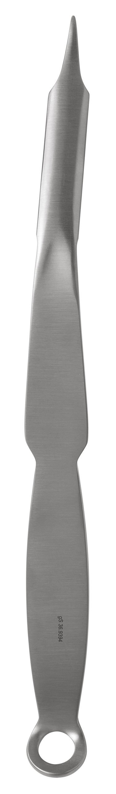 Hohmann Retractor 10″ x 14mm, long narrow rounded end, bent handle, 1 hole