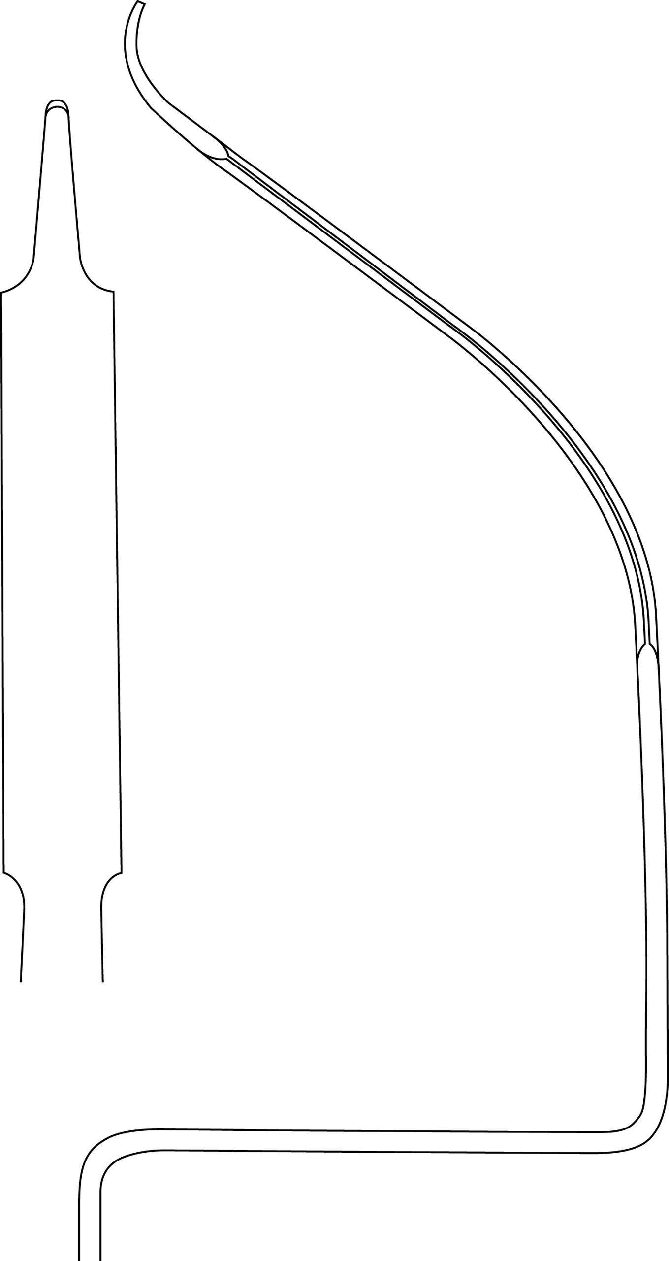 C-Retractor 12 1/2″, 22mm blade, angled, 4.35mm rounded blunt end, 2 holes - Image 2