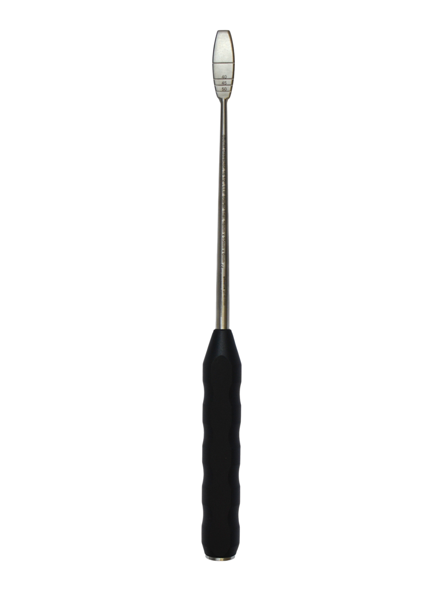 MKBullet Distractor, 16 1/2″, LLIF Starter Trial, 18mm x 55mm x 10mm, with Graduations, with Silicone Handle, Black, Threaded