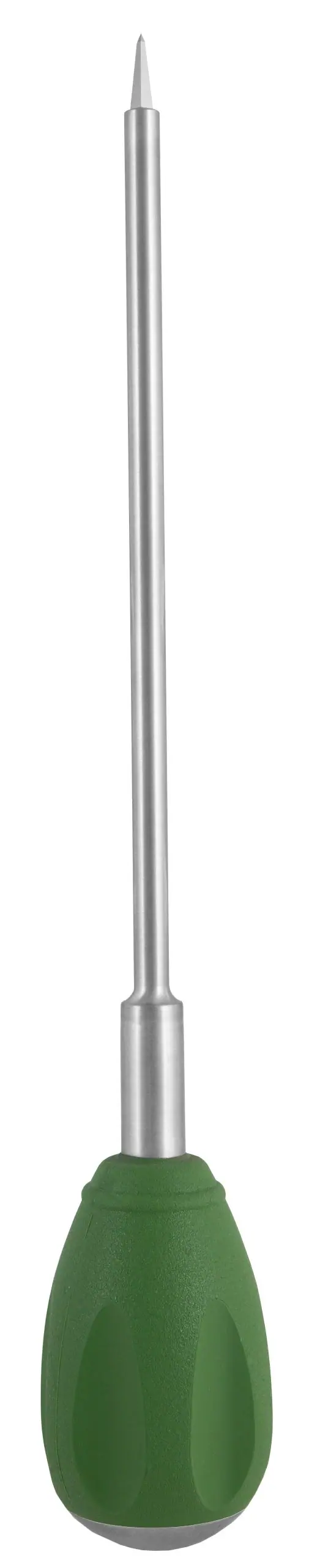 Bone Awl (Lenke-style) 9 1/2″, diamond tip, silicone teardrop II handle, green, with end cap