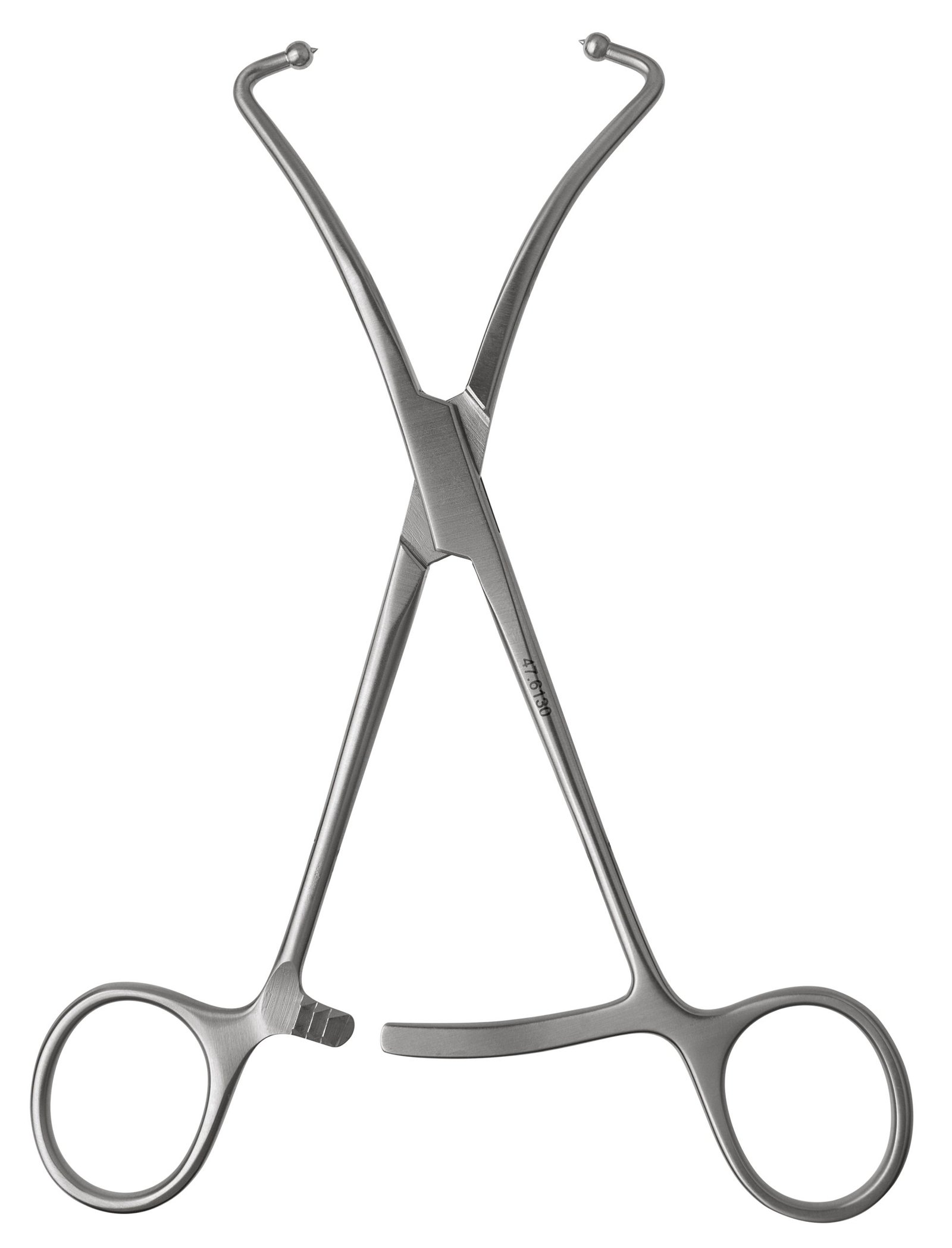 Bone Forceps 6 1/2″ curved, ball tips outside diameter 3.0mm, ratchet