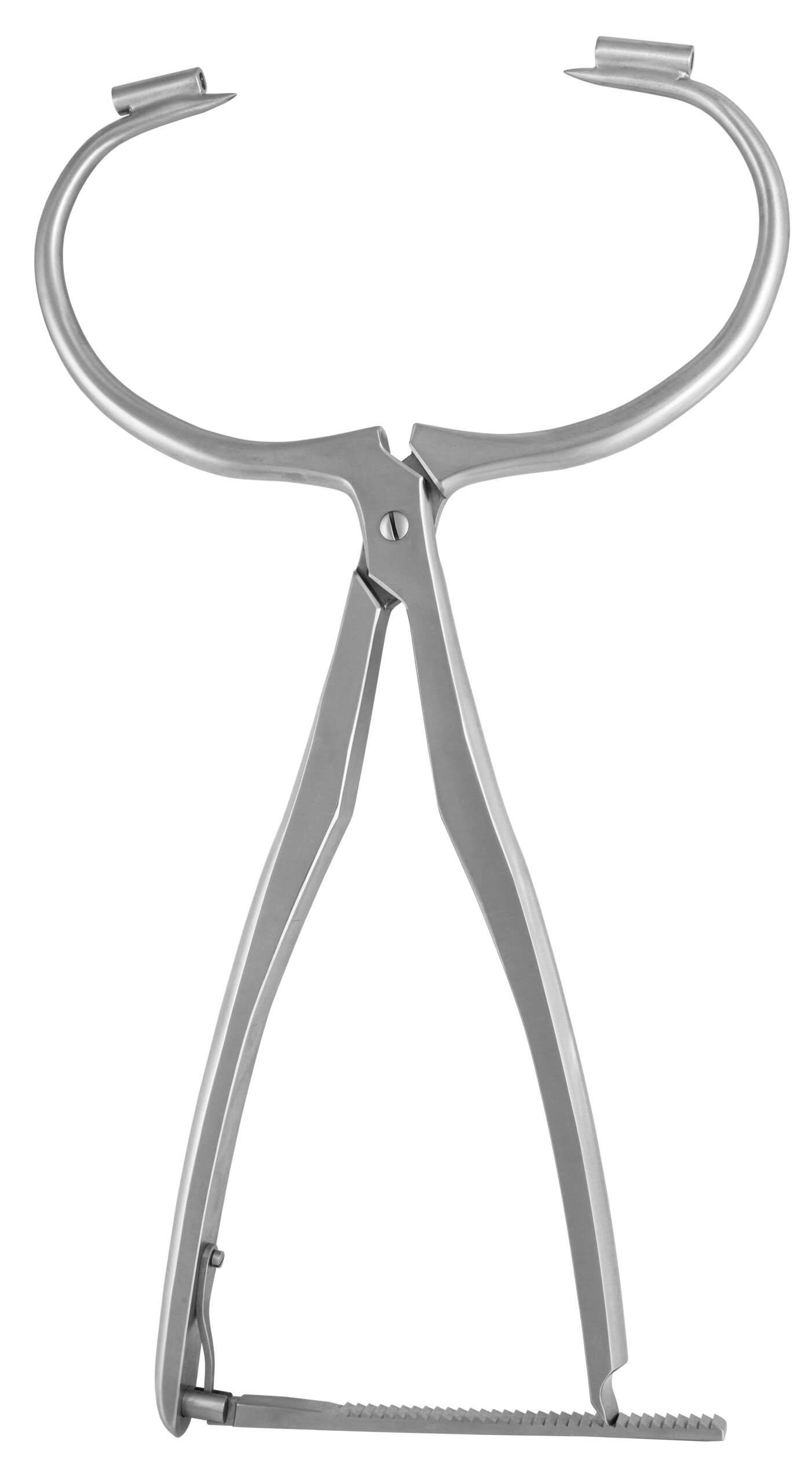MKForceps, Periarticular Reduction 15″ straight with guides, maximum capacity 4.5mm [.177″], 52mm-102mm opening, ratchet
