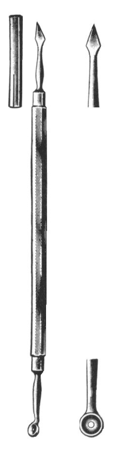 Walton Comedone Extractor 6 1/2″ lancet with cap fenestrated cup