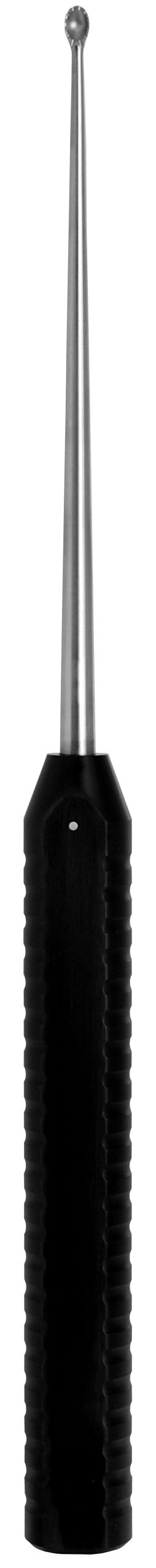 Tooth Curette 17″, curved right, 10mmx6.5mm oval tooth cup, 8″ shaft, 9″ plastic handle black