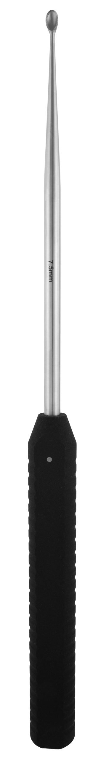 MKCurette, Double Handed 17″ straight, plastic handle 9″ black, oval 2.5mm