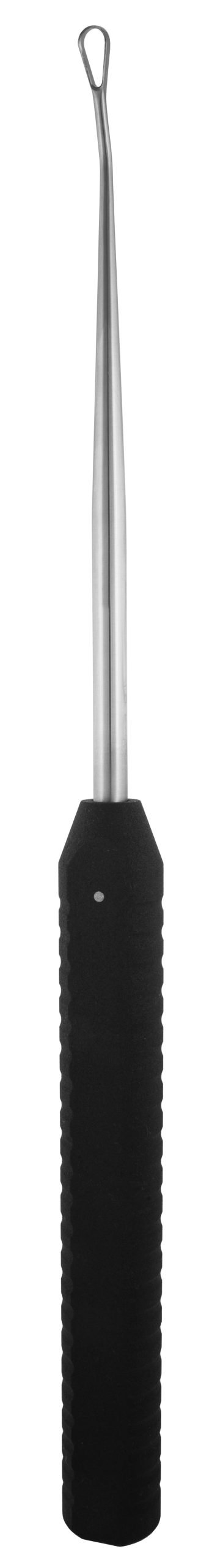 MKCurette, Teardrop Ring, Double Handed 17″ angled, plastic handle 9″ black, 8.0mm