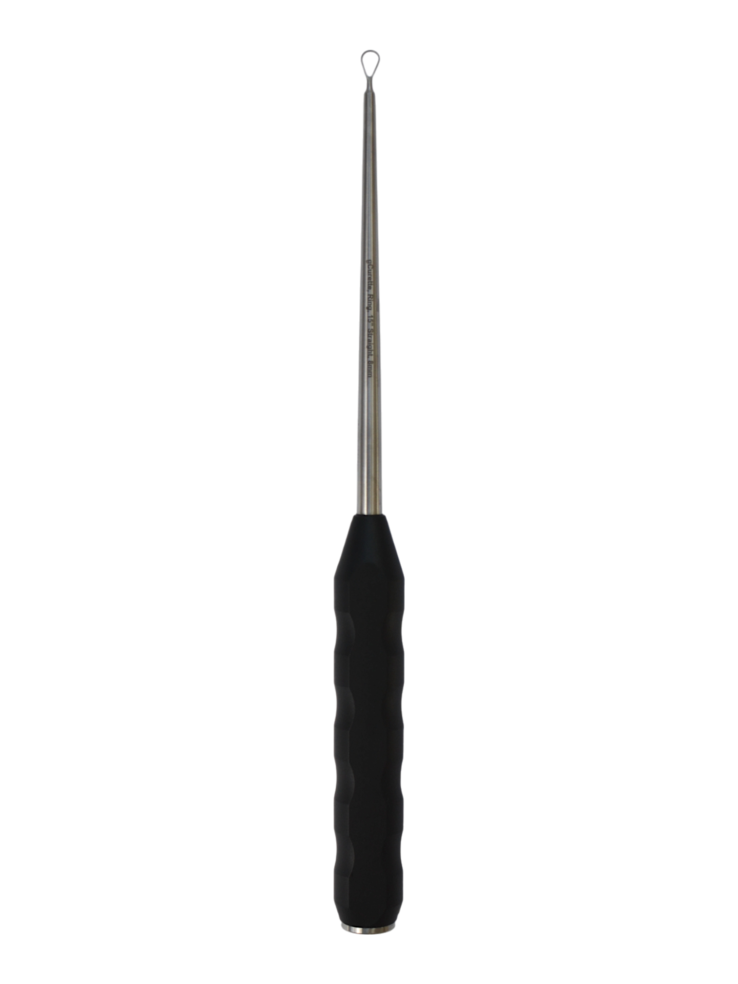 MKCurette, Ring, 15″, Straight, 8mm, with Silicone Handle, Black, Threaded