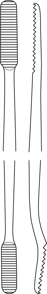 Miller Colburn Bone File #4 double ended 7 1/2″, 4mm/5mm straight, downcutting, oval, serrated - Image 2