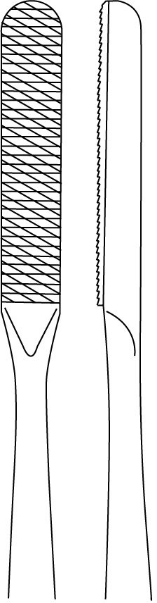 Rasp #2 single ended 8 1/2″, 7mmx40mm straight, downcutting, fine grit serrated, tungsten carbide - Image 2