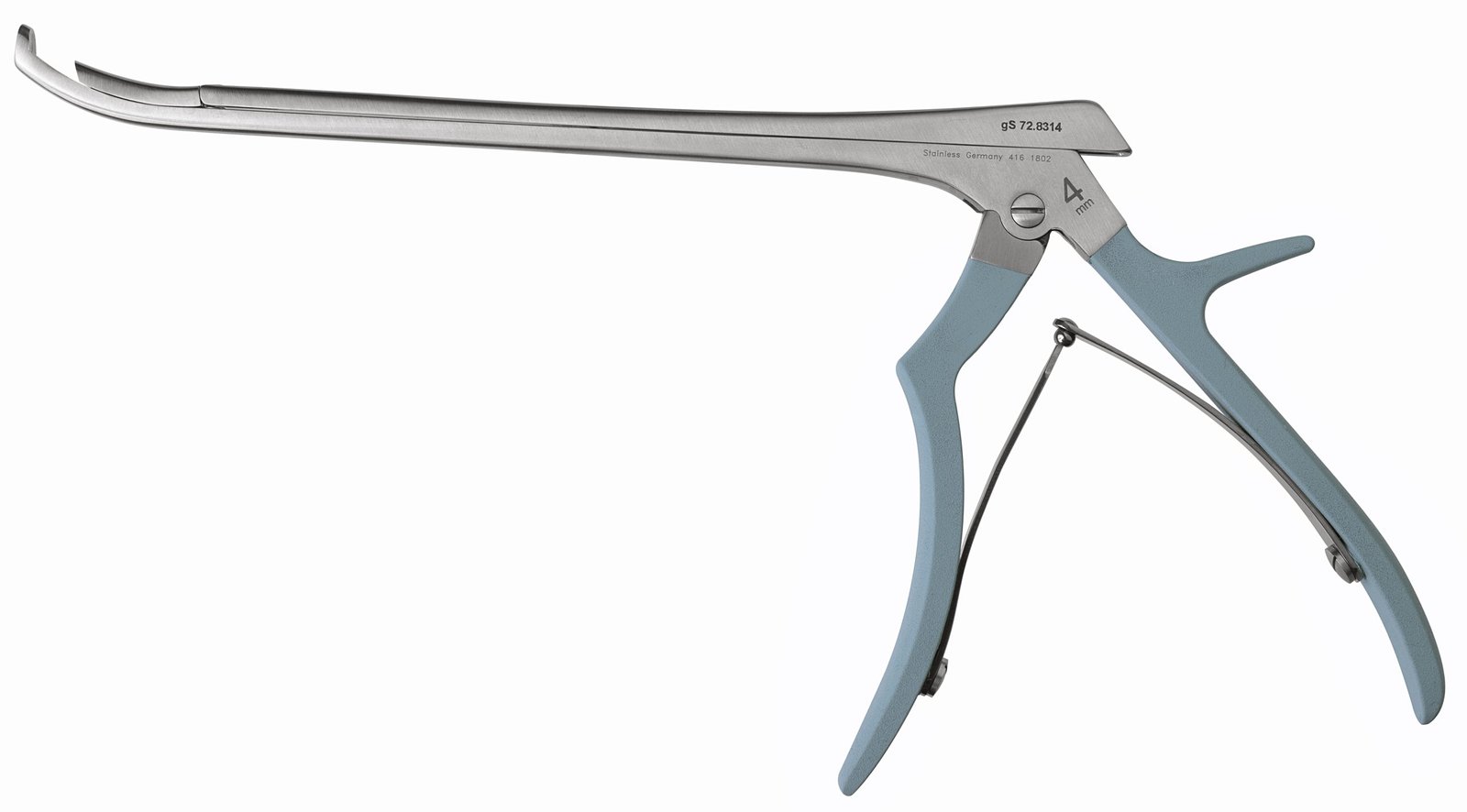 MKPunch Foraminotomy 8″, strong cvd fwd 4mm, Ferris-Smith-Kerrison silicone coated handle, turquoise