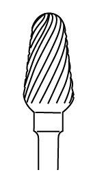 Bur, Carbide 2″, diameter 6.0mm cone with round top, cross-cut, standard, maximum rpm 15,000, stainless steel shank - Image 2