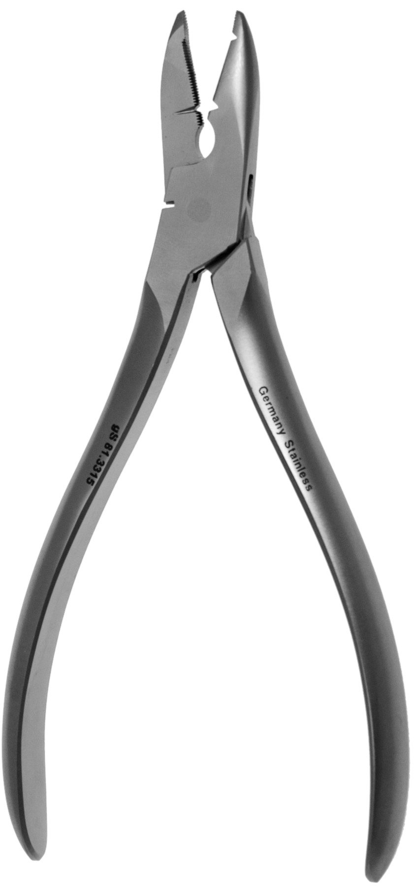 Wire Bending Pliers 6″ with notched jaw, maximum capacity 0.9mm [.035″]