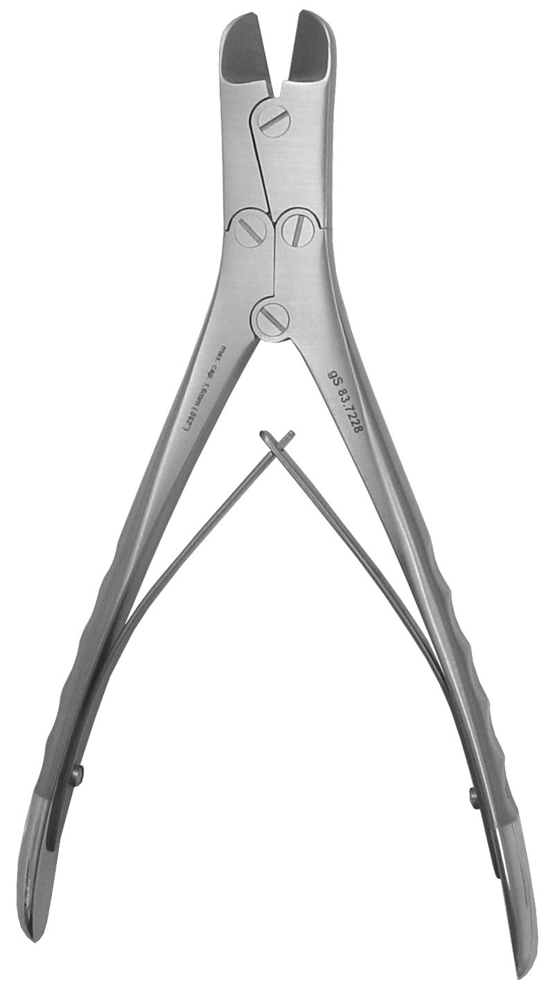 Wire Cutter double action 6 1/2″, angled, tungsten carbide, maximum capacity 1.5mm [.059″]