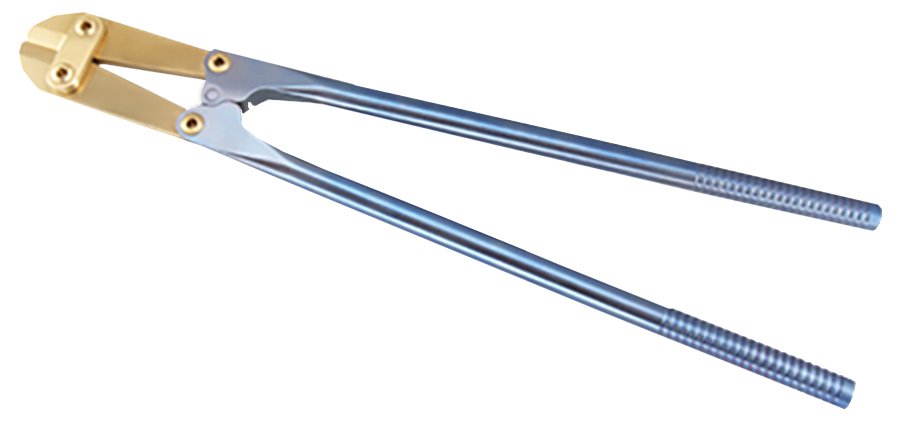 Pin Cutter 21″, titanium nitride coated stainless steel jaws, titanium handle blue, maximum capacity 6.35mm [.25″]