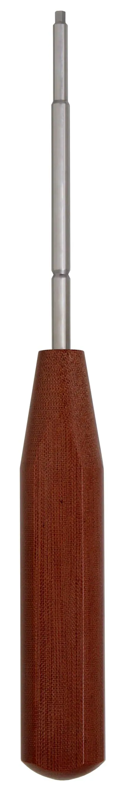 Screwdriver 7 3/4″ hexagonal 2.5mm with notch, maximum inner diameter 1.35mm cannulation, phenolic handle