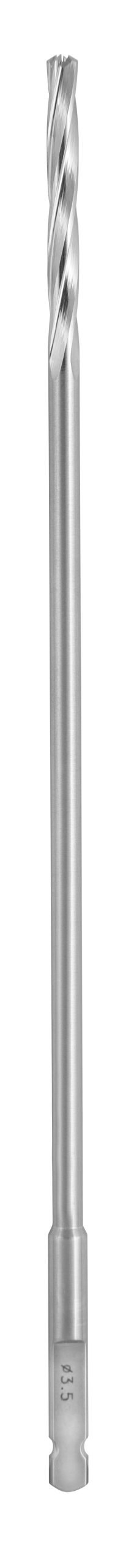 Drill Bit 6″ small quick coupling (SQC), 4 flutes, diameter 3.5mm, maximum inside diameter 1.3mm cannulated, 35mm flute length