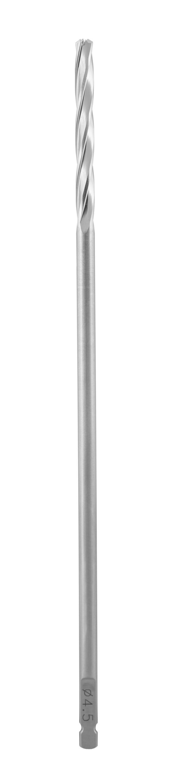 Drill Bit 6 1/2″ small quick coupling (SQC), 4 flutes, diameter 4.5mm, maximum inside diameter 1.75mm cannulated, 45mm flute length
