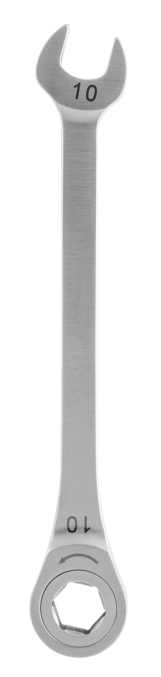 Combination Wrench 5 1/4″ open end 10mm, ratcheting 10mm, stainless steel