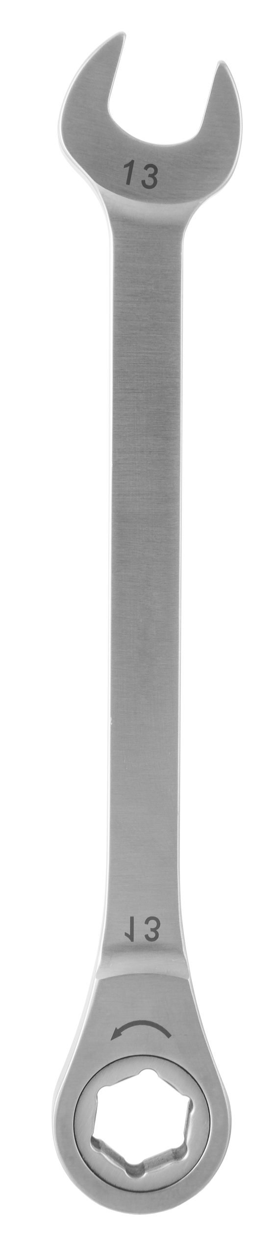 Combination Wrench 6 1/2″ open end 13mm, ratcheting 13mm, stainless steel