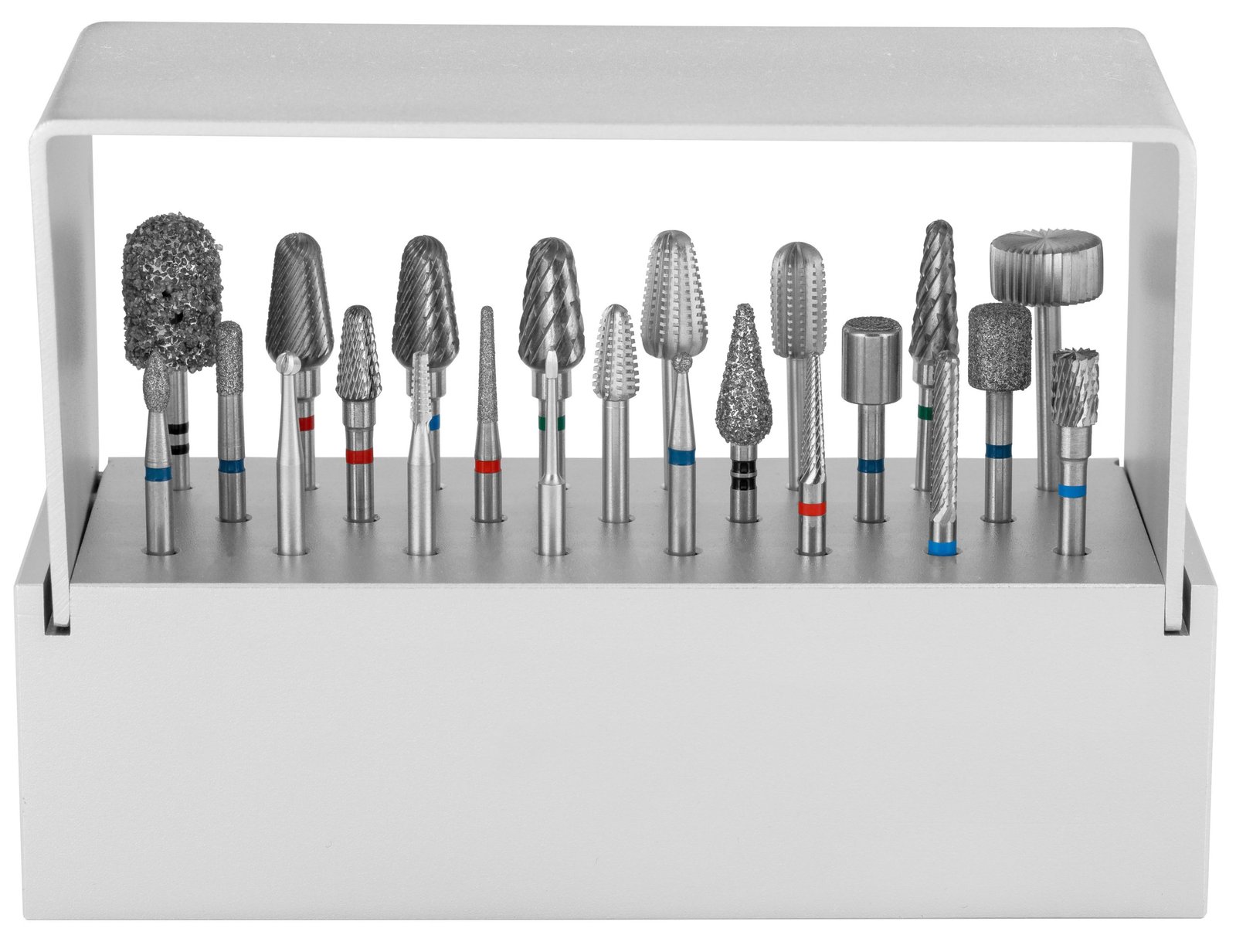 Burs Mini Rack, 4″ x 2 3/4″ x 1 1/2″, holds 23 burs, aluminum - Image 2
