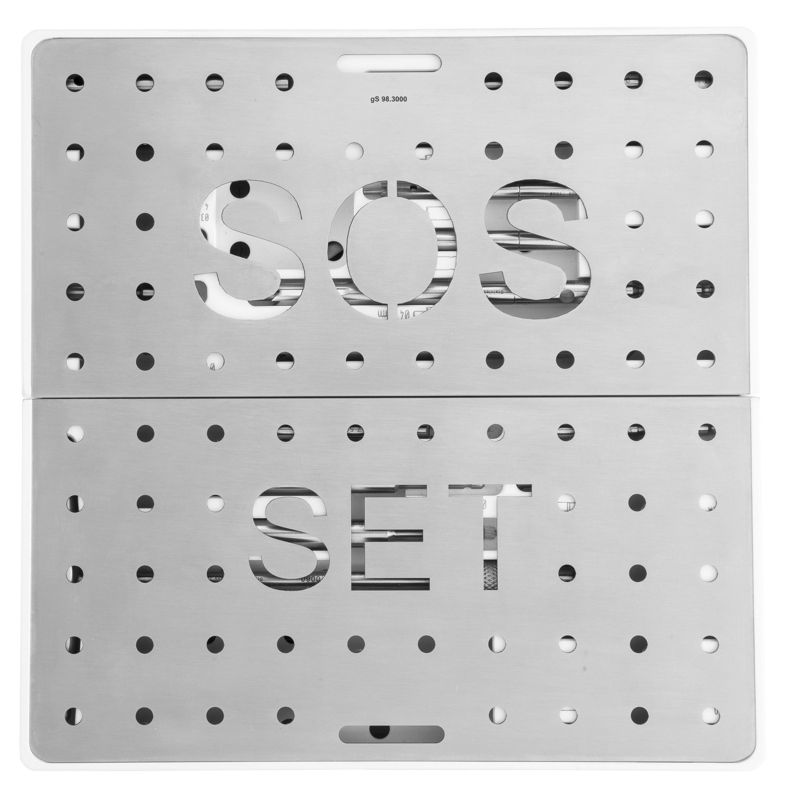 SES (Screw Extraction Set) Tray 8 1/4″, stainless steel cover, plastic tray, white - Image 3