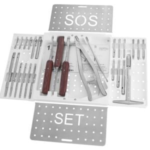 SES (Screw Extraction Set) Tray 8 1/4″, stainless steel cover, plastic tray, white