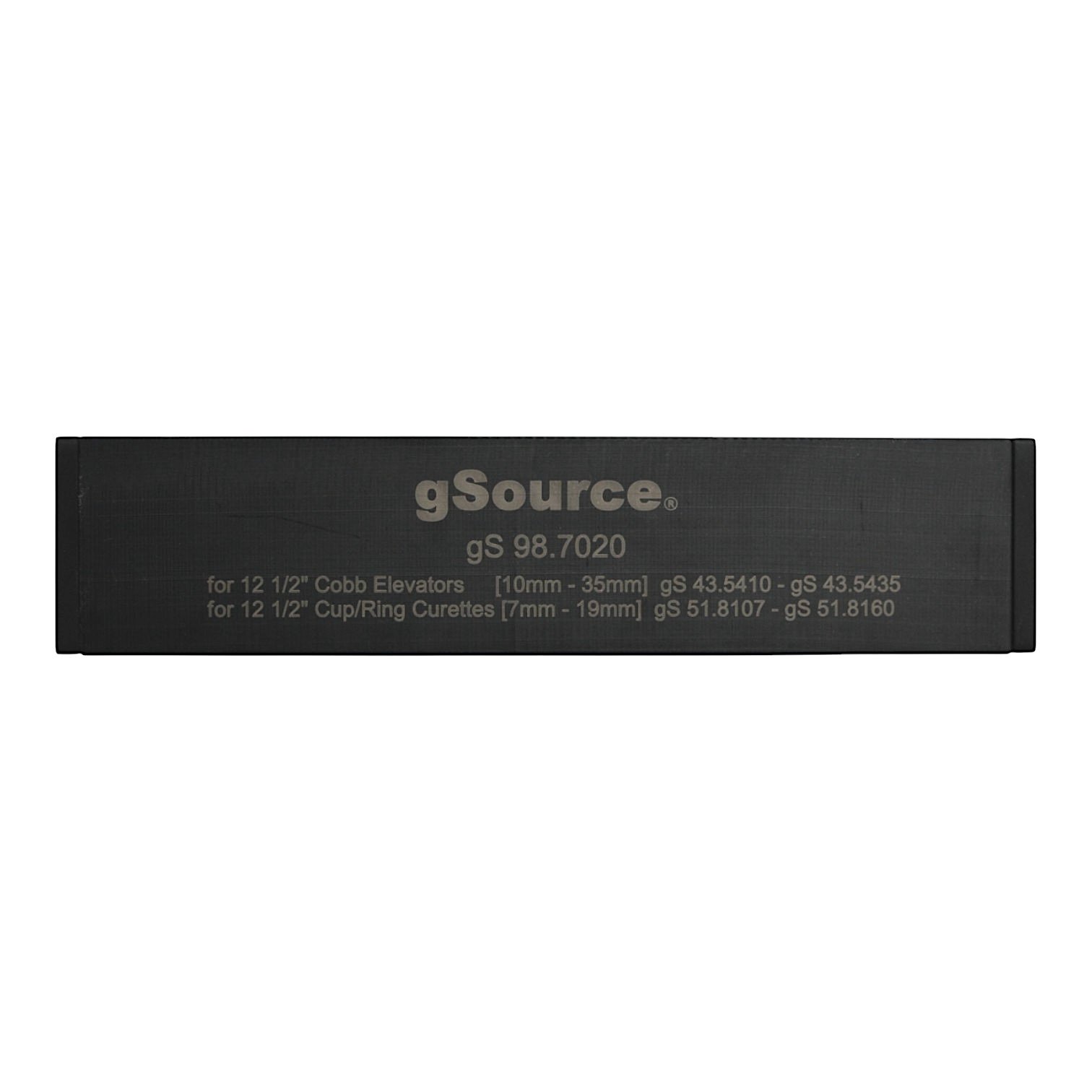 Instrument Rack 13 1/2″, holds 12 12 1/2″ Cobb Elevators MK 43.5410-43.5435, Cup and Ring Curettes MK 51.8107-51.8160, aluminum, black - Image 5